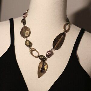 Chico's 20" Antique Gold Tones with Bronze Accents Leaf Necklace
